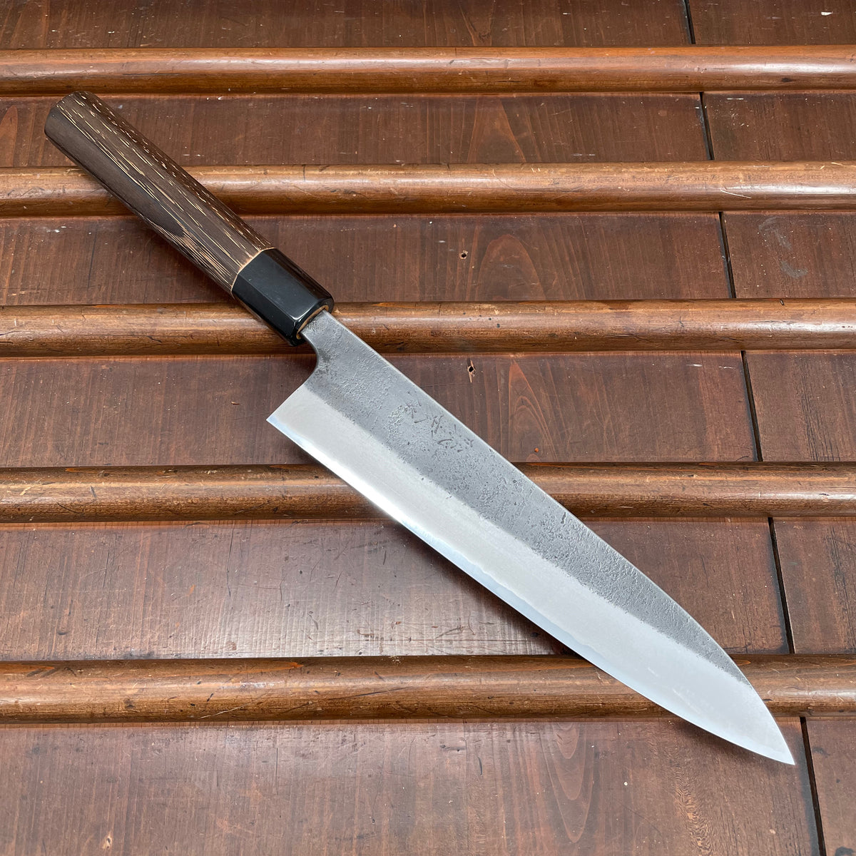 Wakui 210mm Gyuto Stainless Clad Aogami 2 Nashiji Warikomi Chestnut