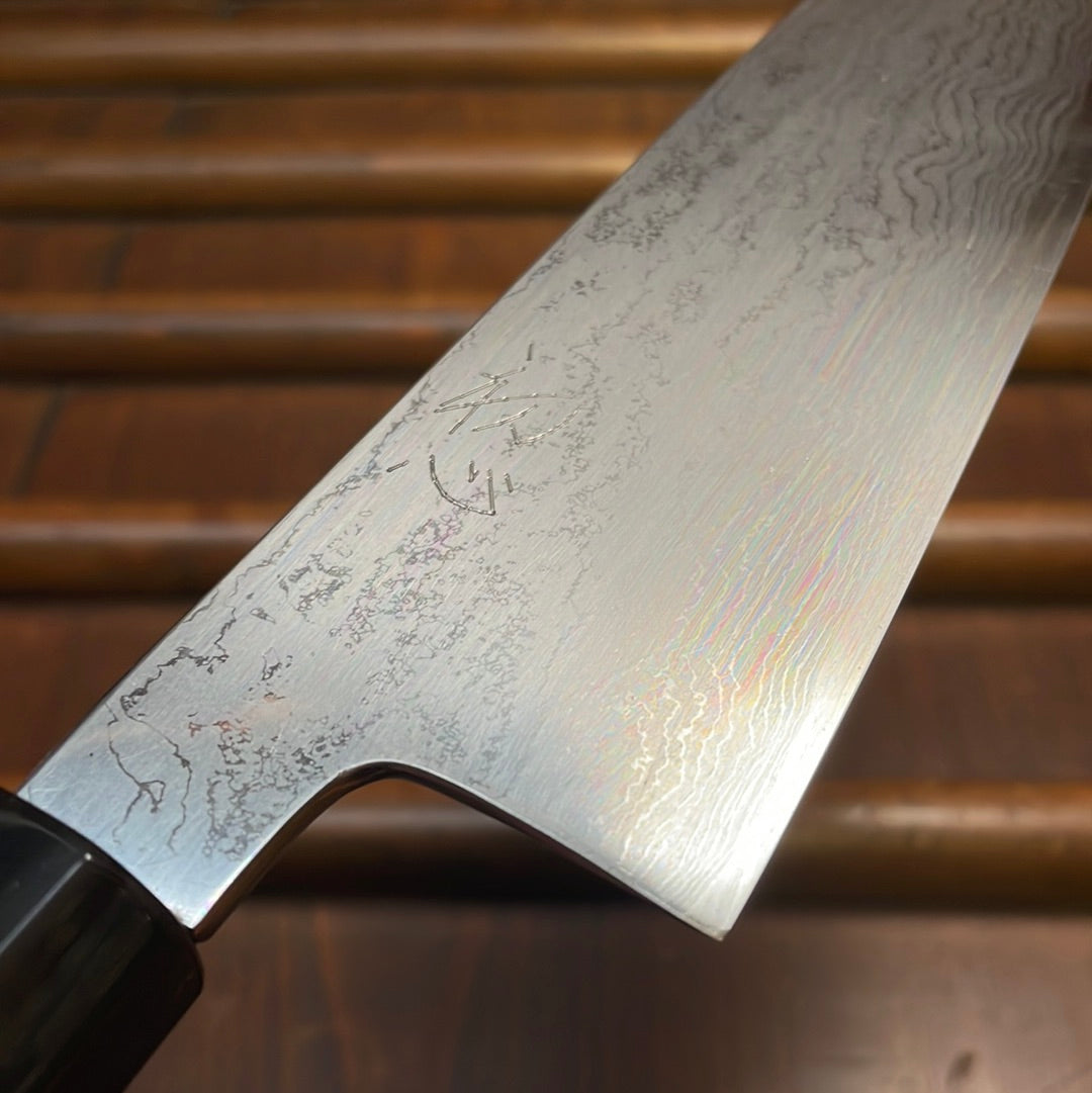 Hatsukokoro Komorebi 180mm Santoku Aogami 2 Damascus Ebony Handle