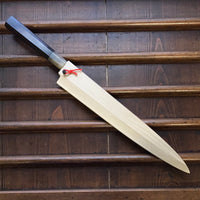 Hitohira Tanaka Manzo 300mm Yanagi Aogami 1 Damascus Ebony with Saya