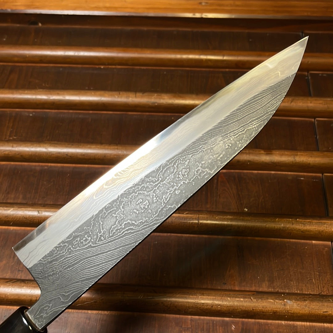 Tsukasa Hinoura 210mm Gyuto Shirogami Warikomi Unryu Suminagashi Double Horn Enju