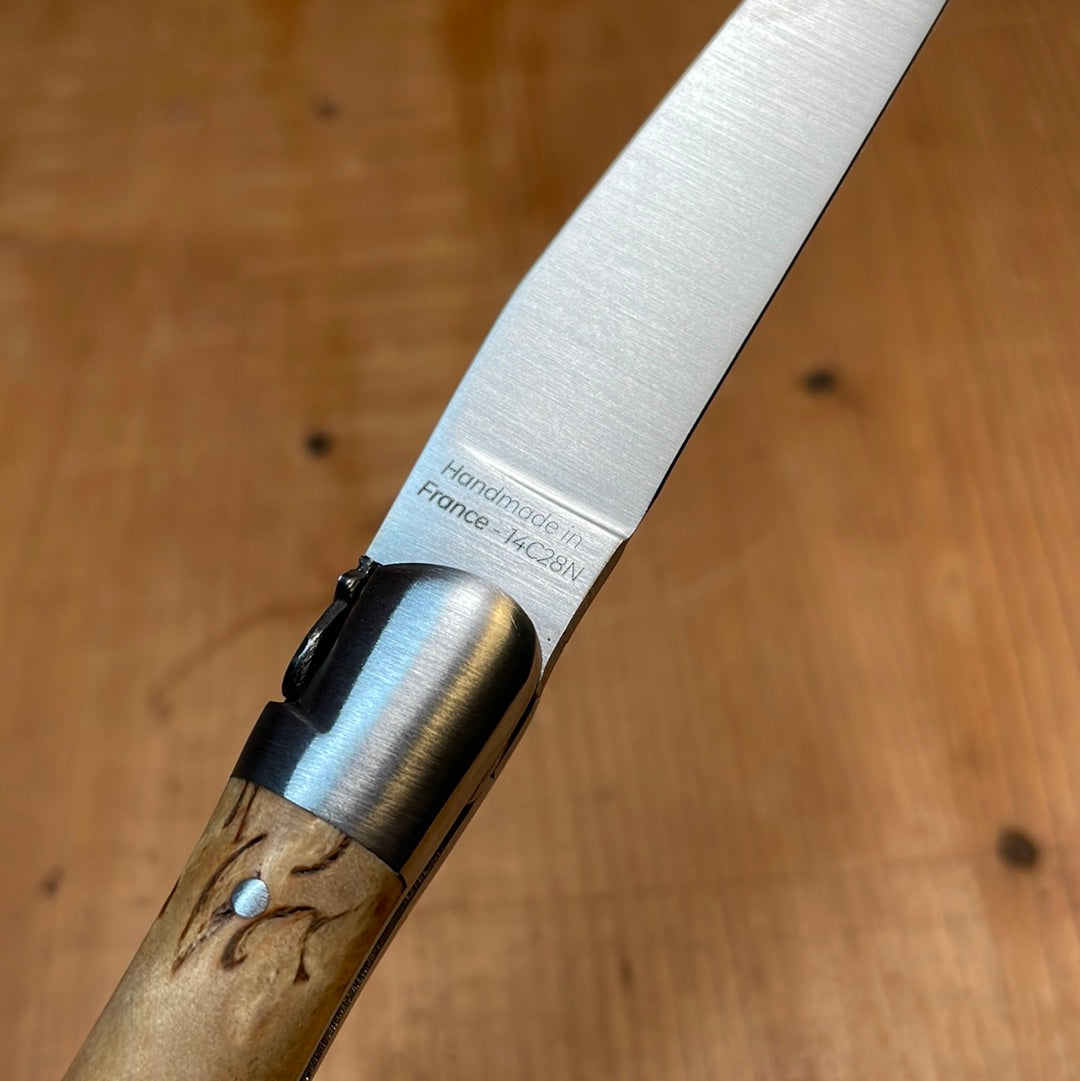 Fontenille Pataud Laguiole Le Pocket 10cm Pocket Knife Stainless Lockback Curly Birch