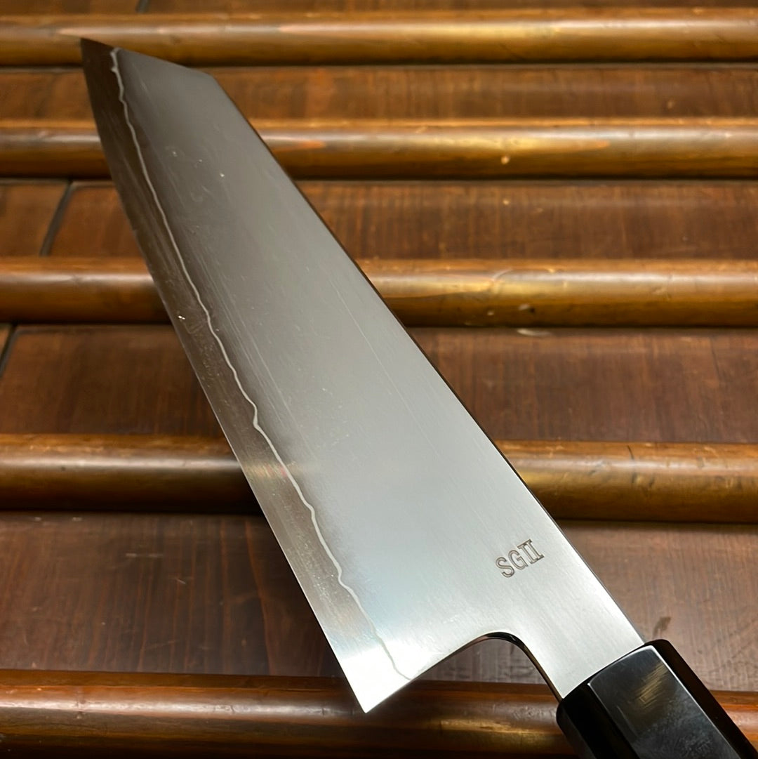 Myojin Naohito 210mm Kiritsuke Gyuto SG2 Stainless Kasumi Teak