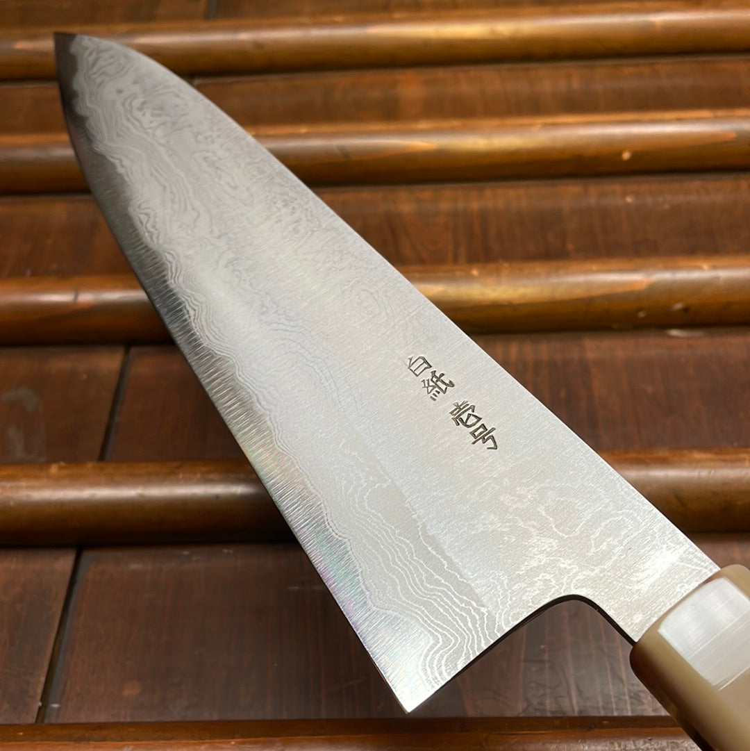 Yoshikazu Tanaka 210mm Gyuto Shirogami 1 Damascus Ebony