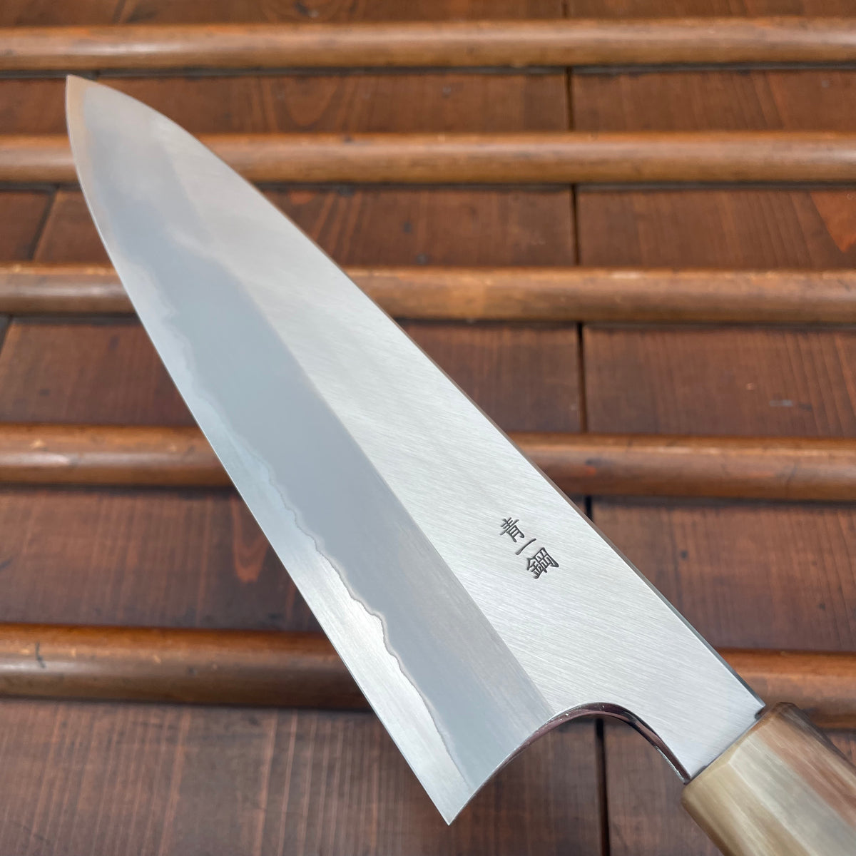 Hitohira Togashi 210mm Gyuto Stainless Clad Aogami 1 Migaki Taihei Makassar Ebony Handle