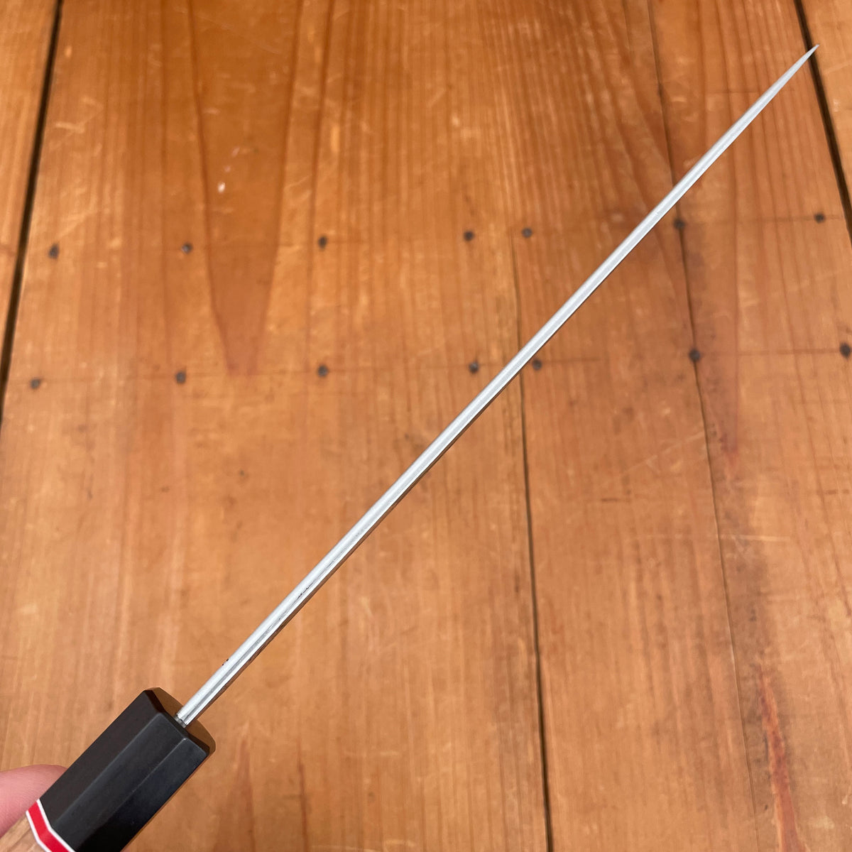 Alma Knife Co. 210mm Sujihiki 410ss Stainless Clad 26C3 Kurouchi Cherry/African Black Wood