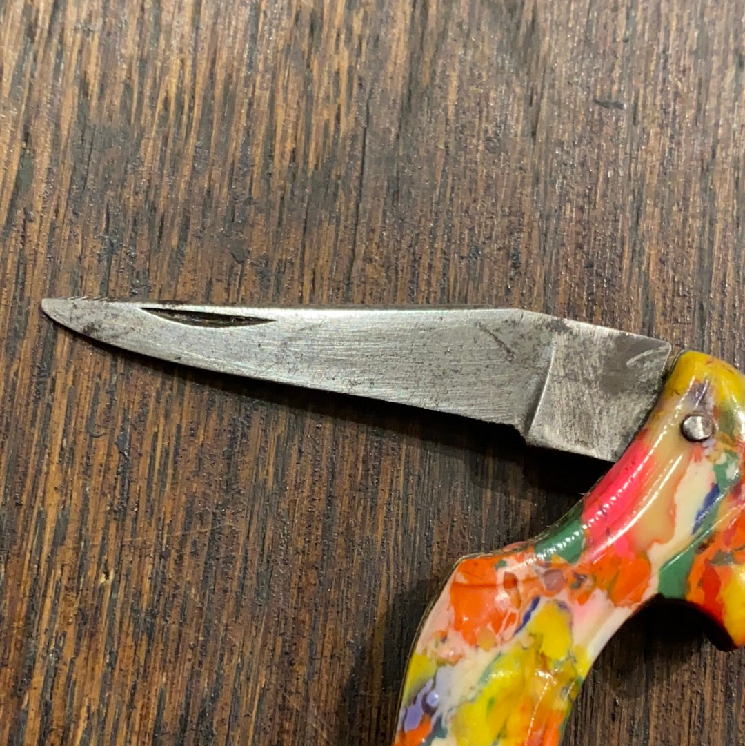 Unmarked 1 7/8” Figural Shoe Knife 1920’s? End of Day Celluloid
