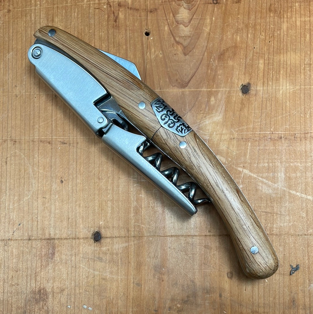 Italian Sommelier Corkscrew / Wine Bottle Opener - Oak Handle