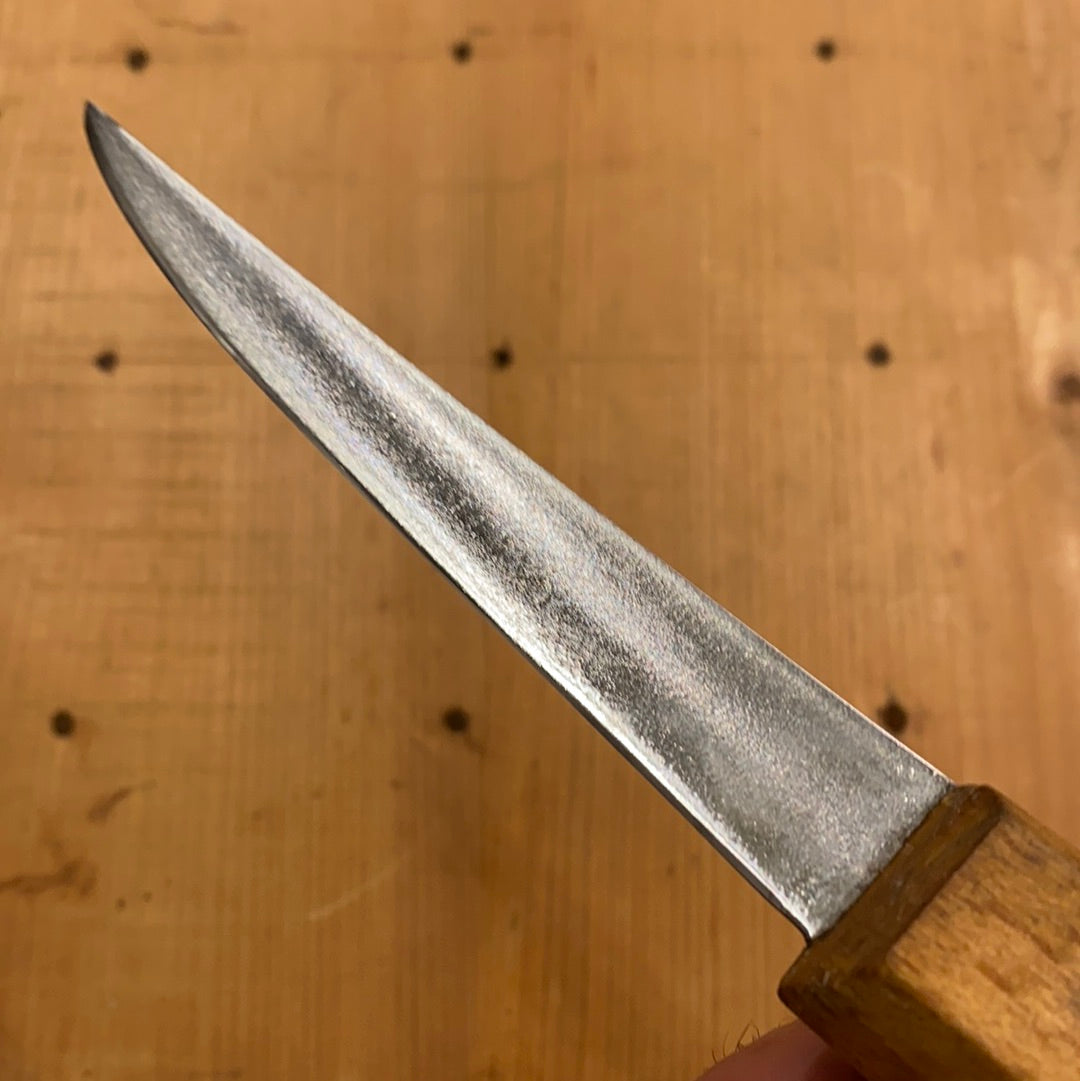 Unmarked 5” Stiff Boning Knife Carbon Steel & Beech USA 1930’s?