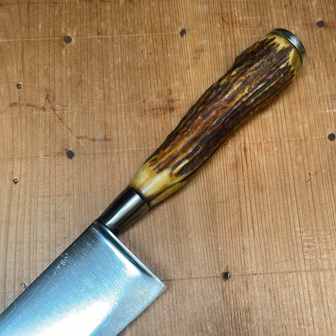American Nogent Style 12" Chef Forged Carbon Steel Antler Re-Handle