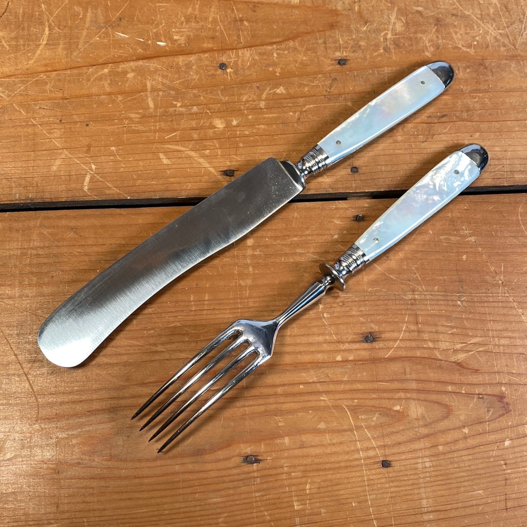 Fein Stahl Buckels Table Knife & Fork Hand Ground Mother of Pearl 1900-1920's?