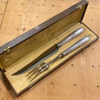 French Carving Set Silver & Carbon Steel Paris Acier Forge