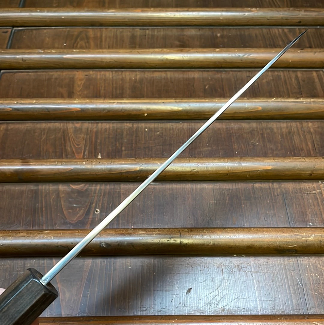 Yoshikane Hamono 210mm Gyuto Shirogami 2 Kurouchi Tsuchime Enju with Double Ebony Ferrule