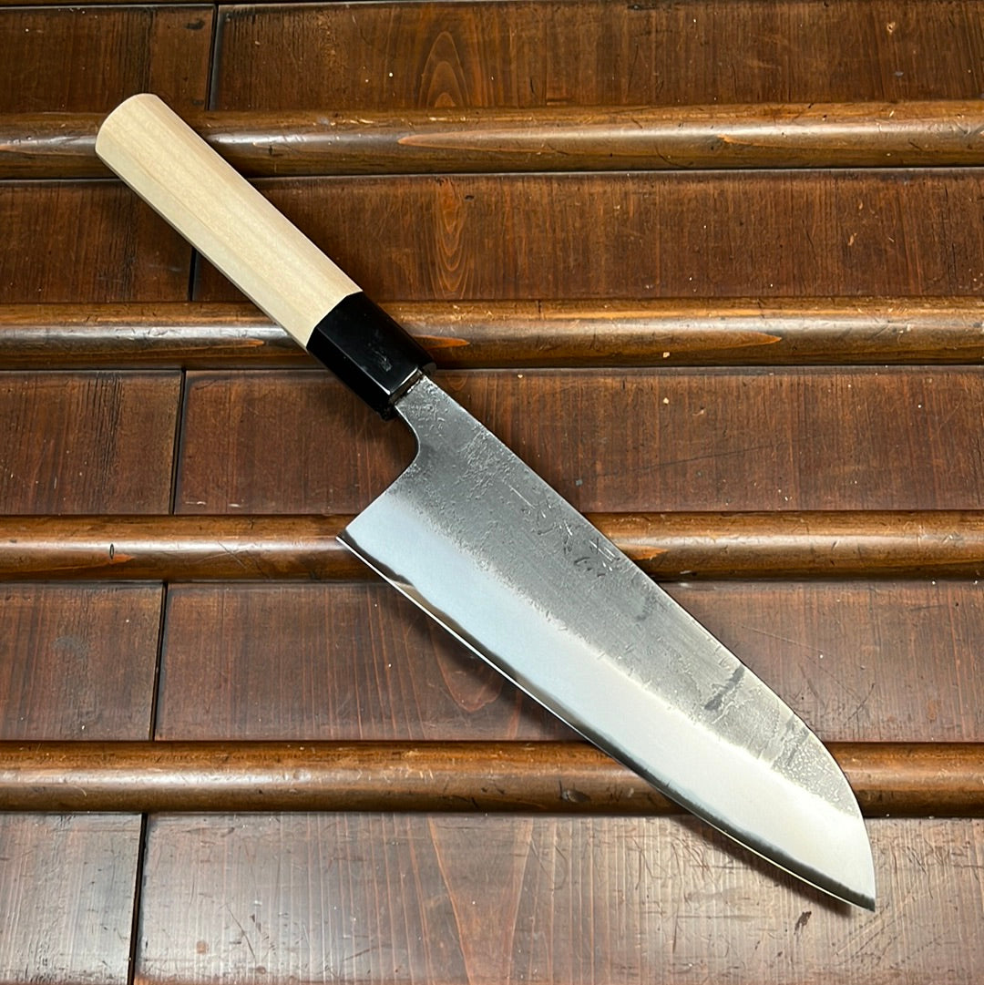 Wakui 180mm Santoku V2 Carbon Kurouchi Nashiji Ho Octagonal