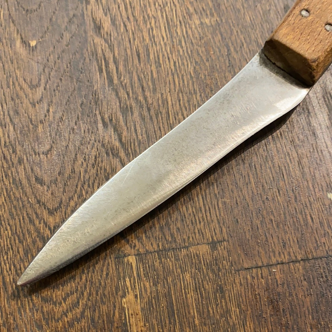 Unmarked 5” Carbon Steel Hand Forged Skinning Knife Beech Handle 1890’s-1930’s