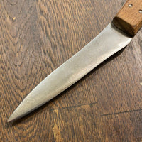 Unmarked 5” Carbon Steel Hand Forged Skinning Knife Beech Handle 1890’s-1930’s
