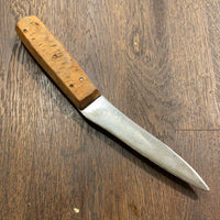 Unmarked 5” Carbon Steel Hand Forged Skinning Knife Beech Handle 1890’s-1930’s