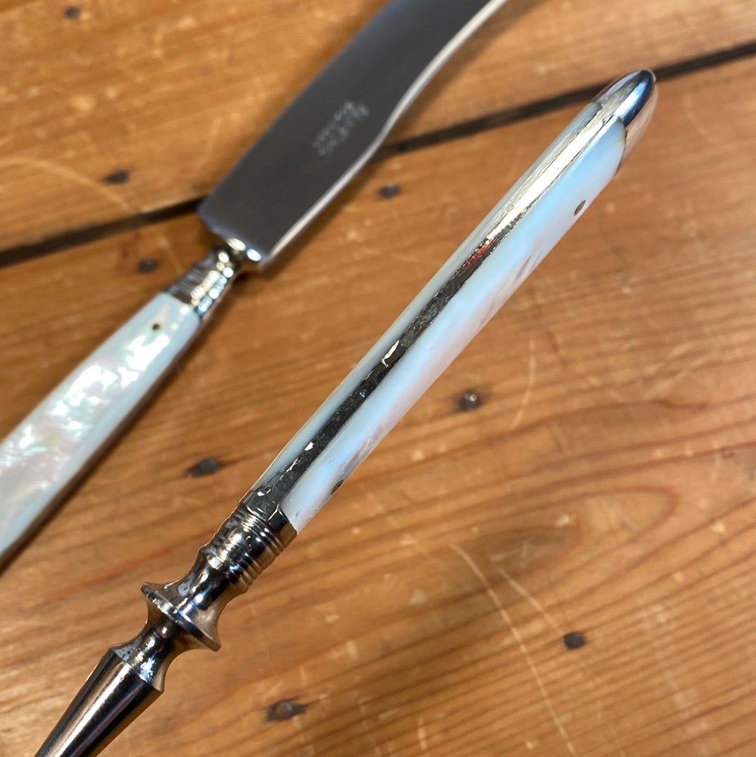 Fein Stahl Buckels Table Knife & Fork Hand Ground Mother of Pearl 1900-1920's?