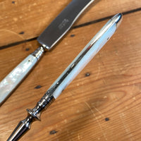 Fein Stahl Buckels Table Knife & Fork Hand Ground Mother of Pearl 1900-1920's?