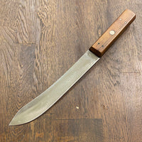 J. A. Henckels 8” Bullnose Scimitar Knife Hand Forged Carbon Steel Walnut 4 Pins & Rivet 1950’s?