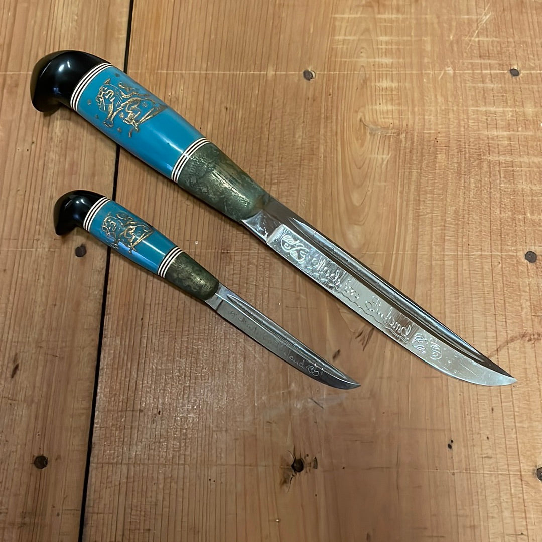 Luomanen & Kumpp Double Puukko Carbon Steel Galalite Minty 1922-45