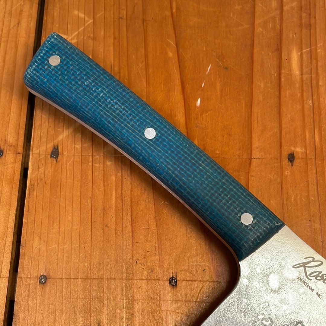 Silverthorn 7" Butcher's Cleaver 1084 Carbon Steel Green Burlap Micarta Handle