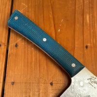 Silverthorn 7" Butcher's Cleaver 1084 Carbon Steel Green Burlap Micarta Handle