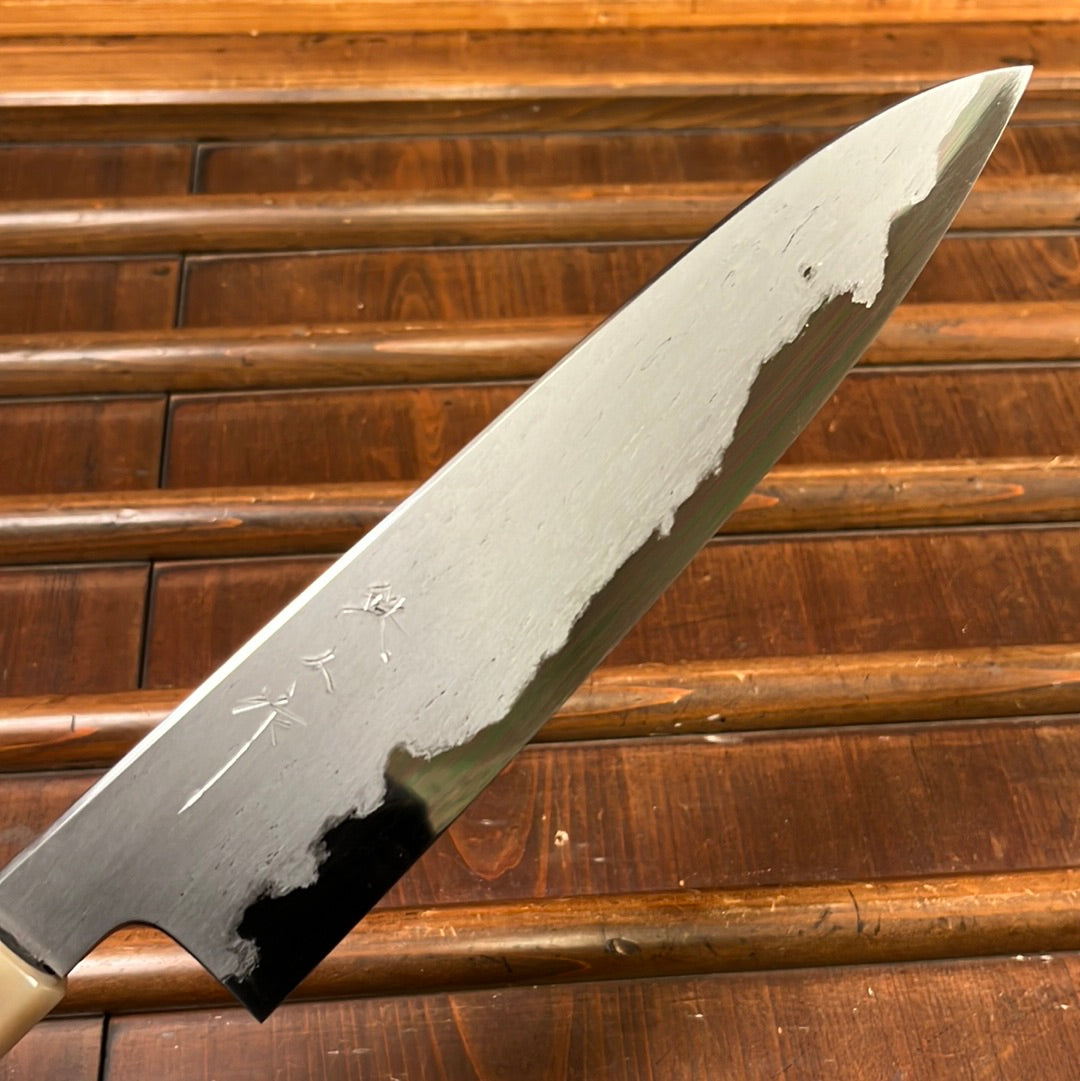 Tetsujin Hamono 210mm Gyuto Aogami 2 Wrought Iron Ebony Blonde Horn Handle