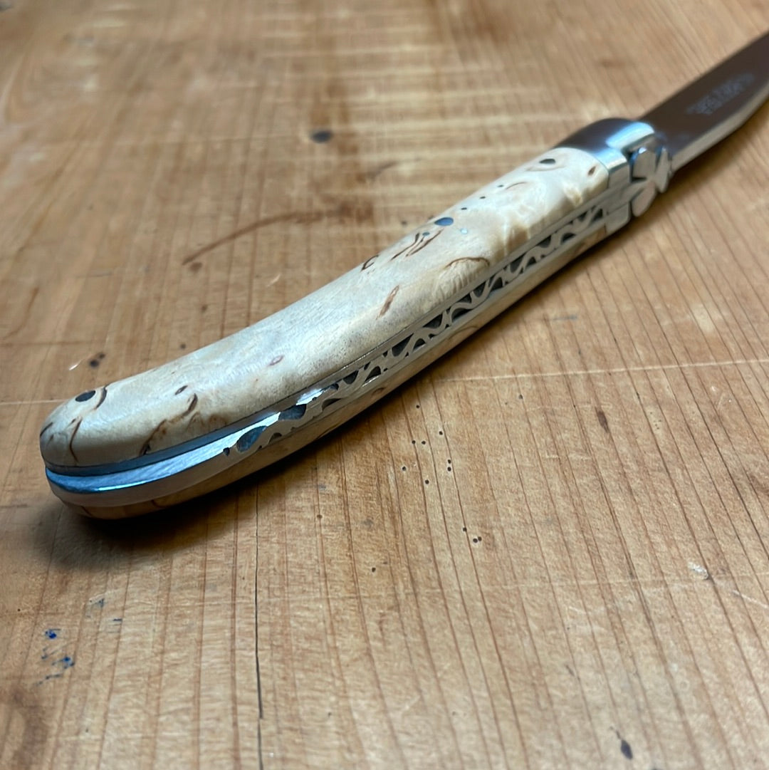 Fontenille Pataud Laguiole Le Pocket 10cm Pocket Knife Stainless Lockback Curly Birch