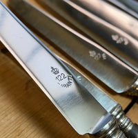‘122 Garanti’ French Sm Table Knife Set of 12 Carbon Steel Horn W/ Box