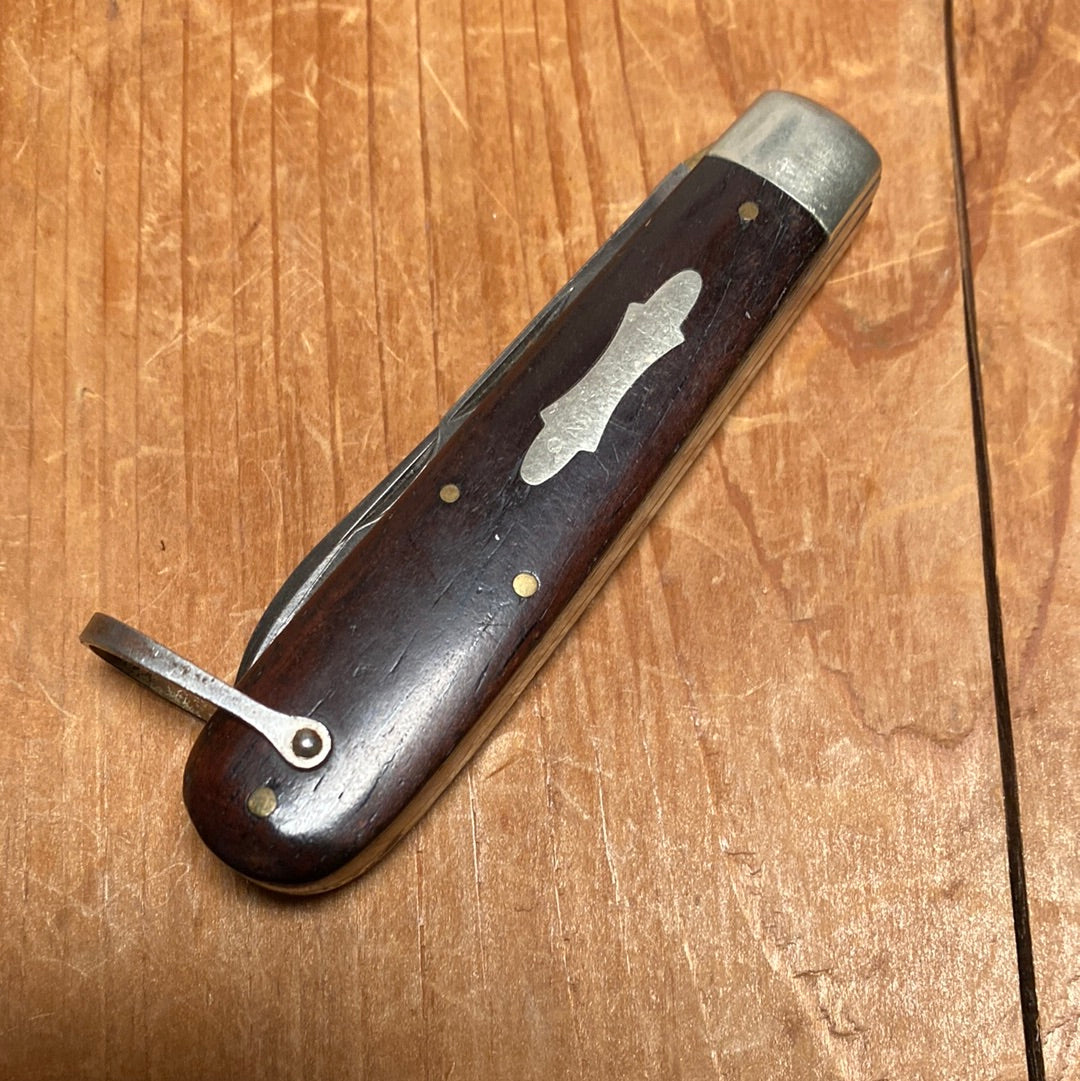Schrade Walden 3.75” Electricians Knife Bow Tie Shield & Rosewood 1946-73