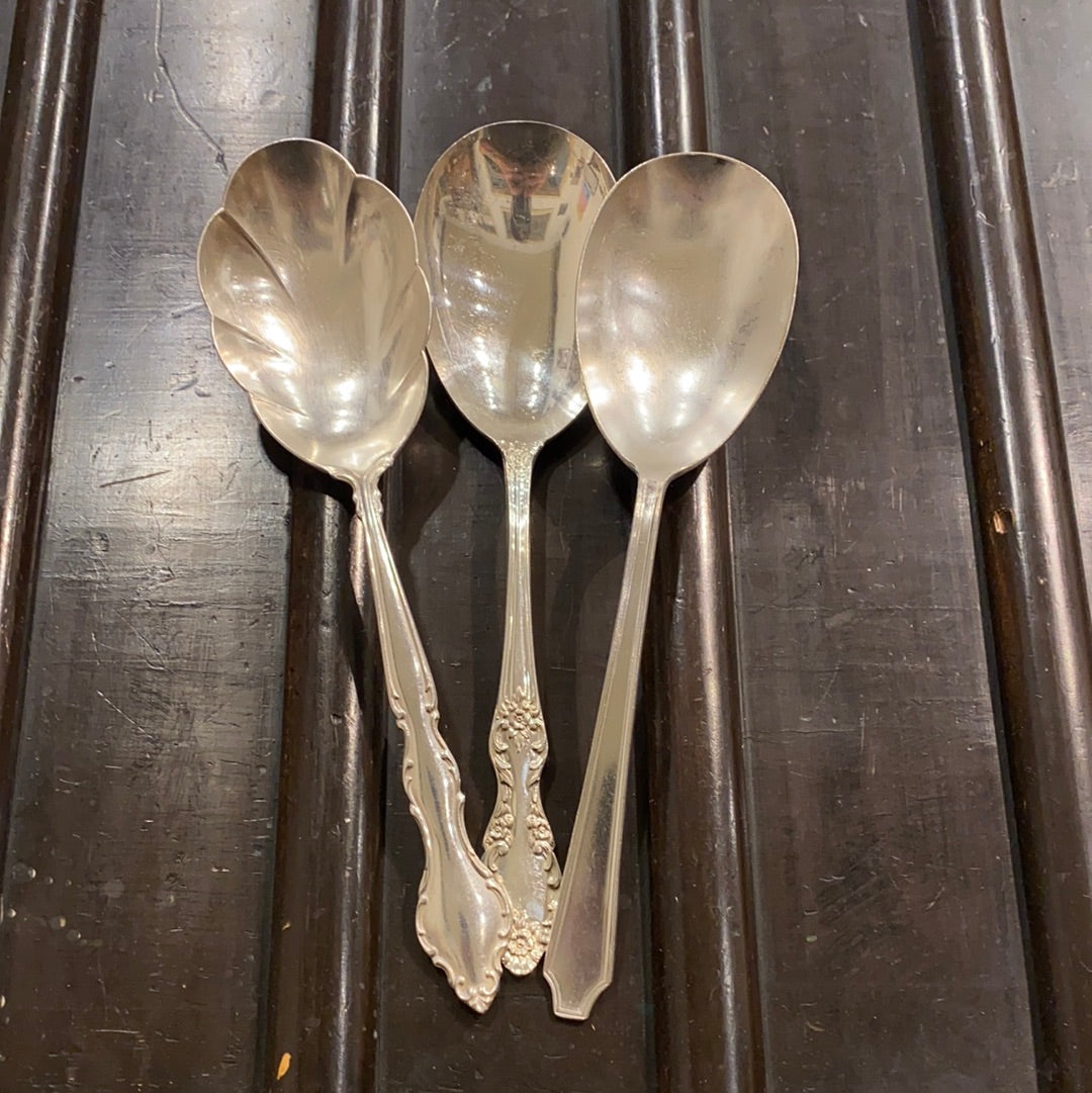 Assorted Large Silver Plate Serving Spoon - 1 piece