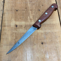 Unmarked 5.25” Boning Knife Stiff Carbon Steel Rosewood Handle -German 1960’s?