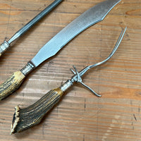 Meriden Cutlery Co Carving Set Carbon Steel Crown Stag 1918-1925