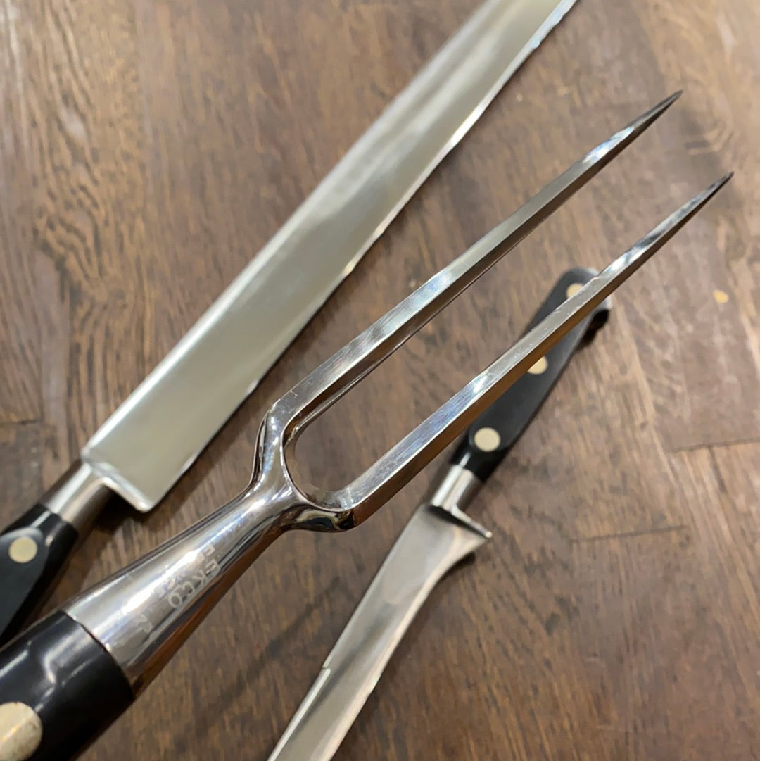 Sabatier Trumpet Ancienne Maison Carving Set Forged Stainless 1950’s