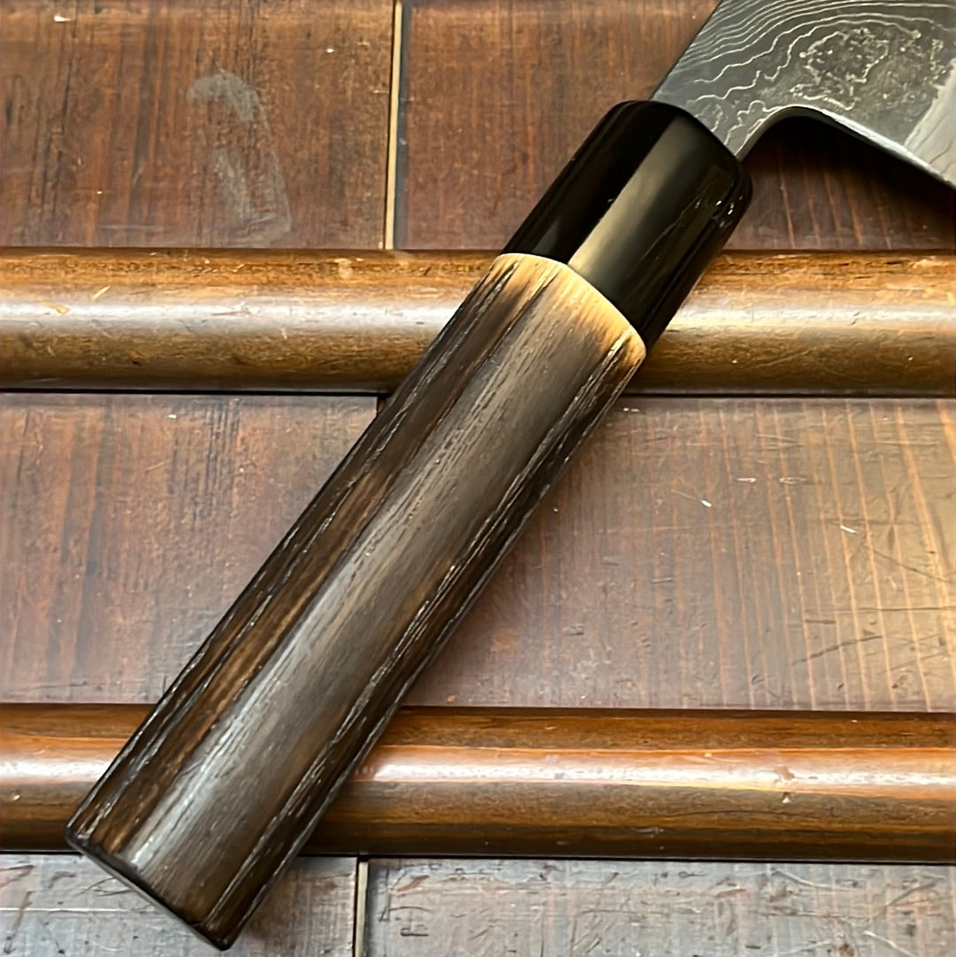 Tsukasa Hinoura 180mm Nakiri Shirogami Warikomi Unryu Suminagashi Burnt Chestnut Horn