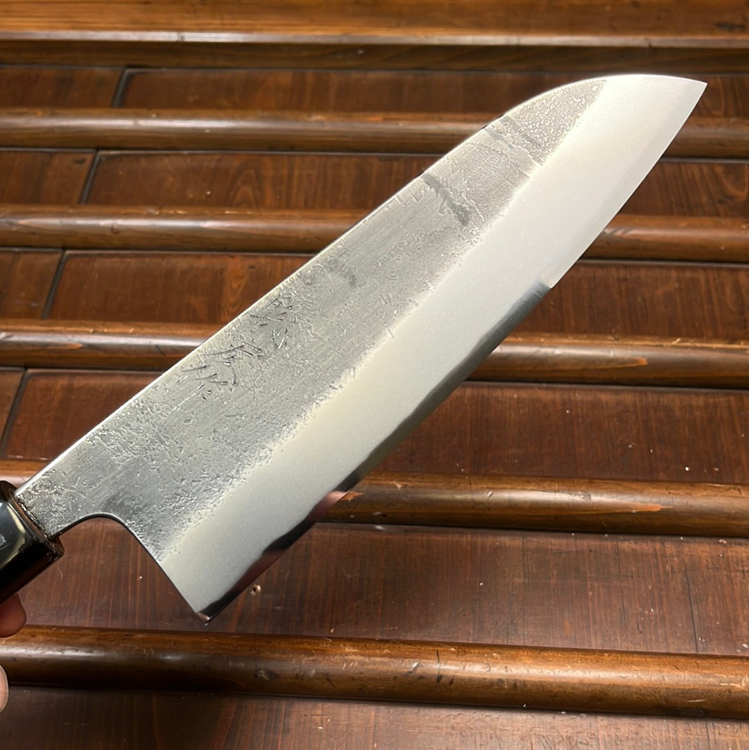 Wakui 180mm Santoku V2 Carbon Kurouchi Nashiji Ho Octagonal