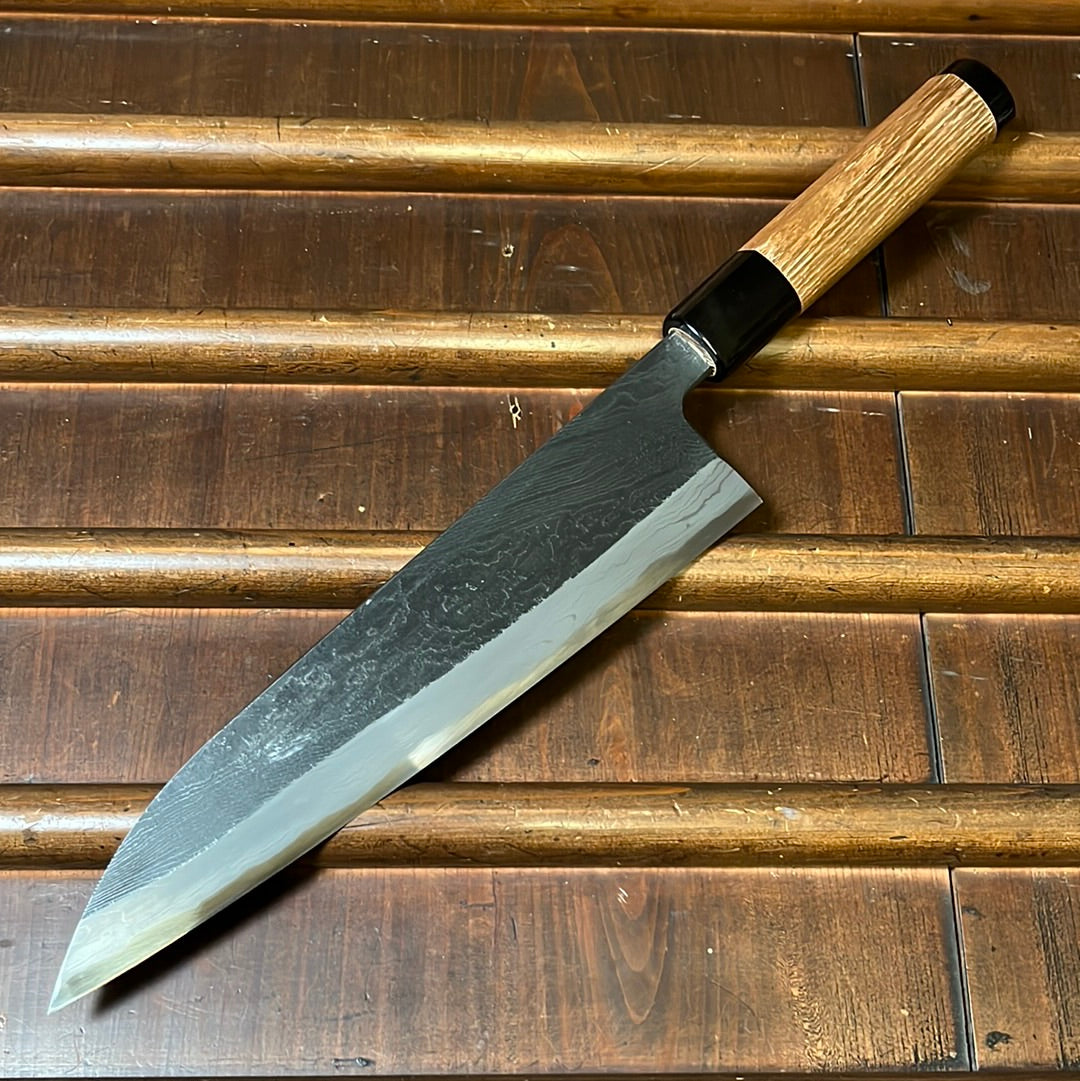 Tsukasa Hinoura 210mm Gyuto Shirogami Warikomi Unryu Suminagashi Double Horn Enju