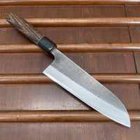 Wakui 180mm Santoku Stainless Clad Aogami 2 Nashiji Warikomi Chestnut