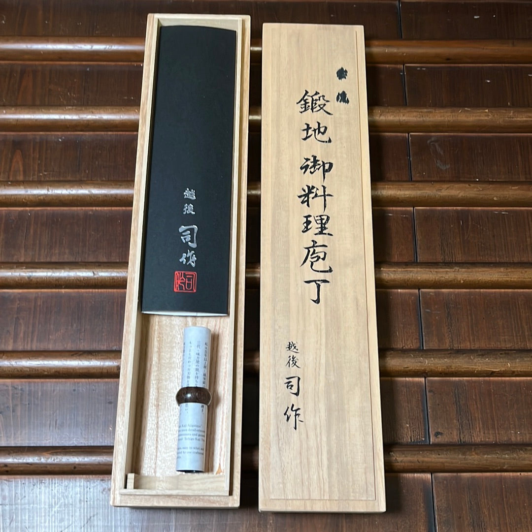 Tsukasa Hinoura 210mm Gyuto Shirogami Warikomi Unryu Suminagashi Double Horn Enju