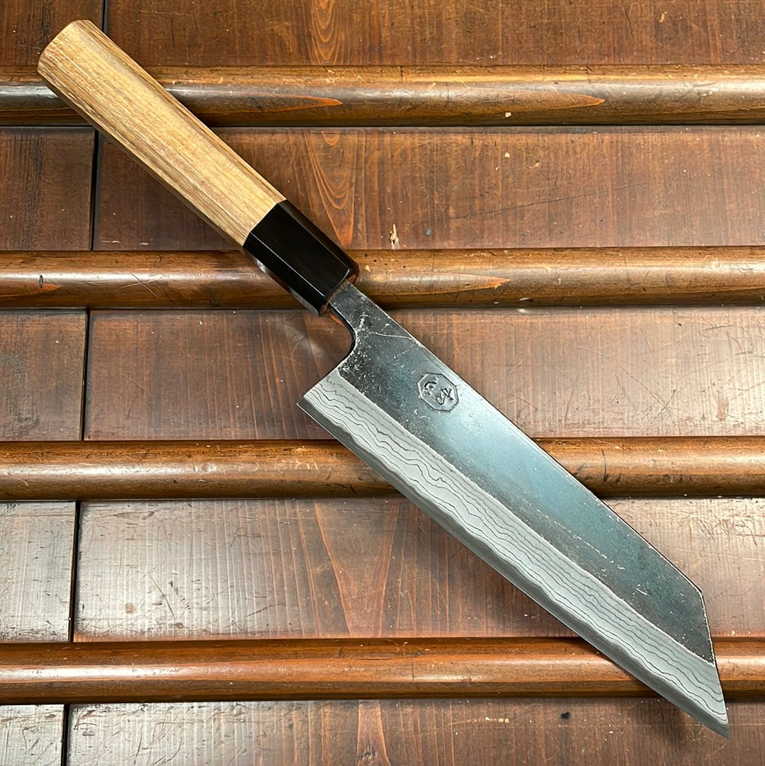 Kumokage 180mm Bunka Aogami 2 Kurouchi Damascus Teak Handle