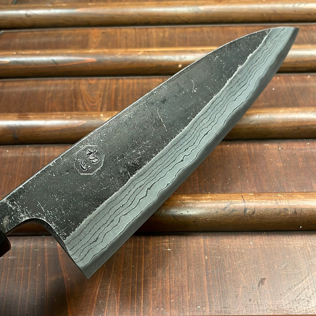 Kumokage 210mm Gyuto Aogami 2 Kurouchi Carbon Damascus Oct Teak Horn