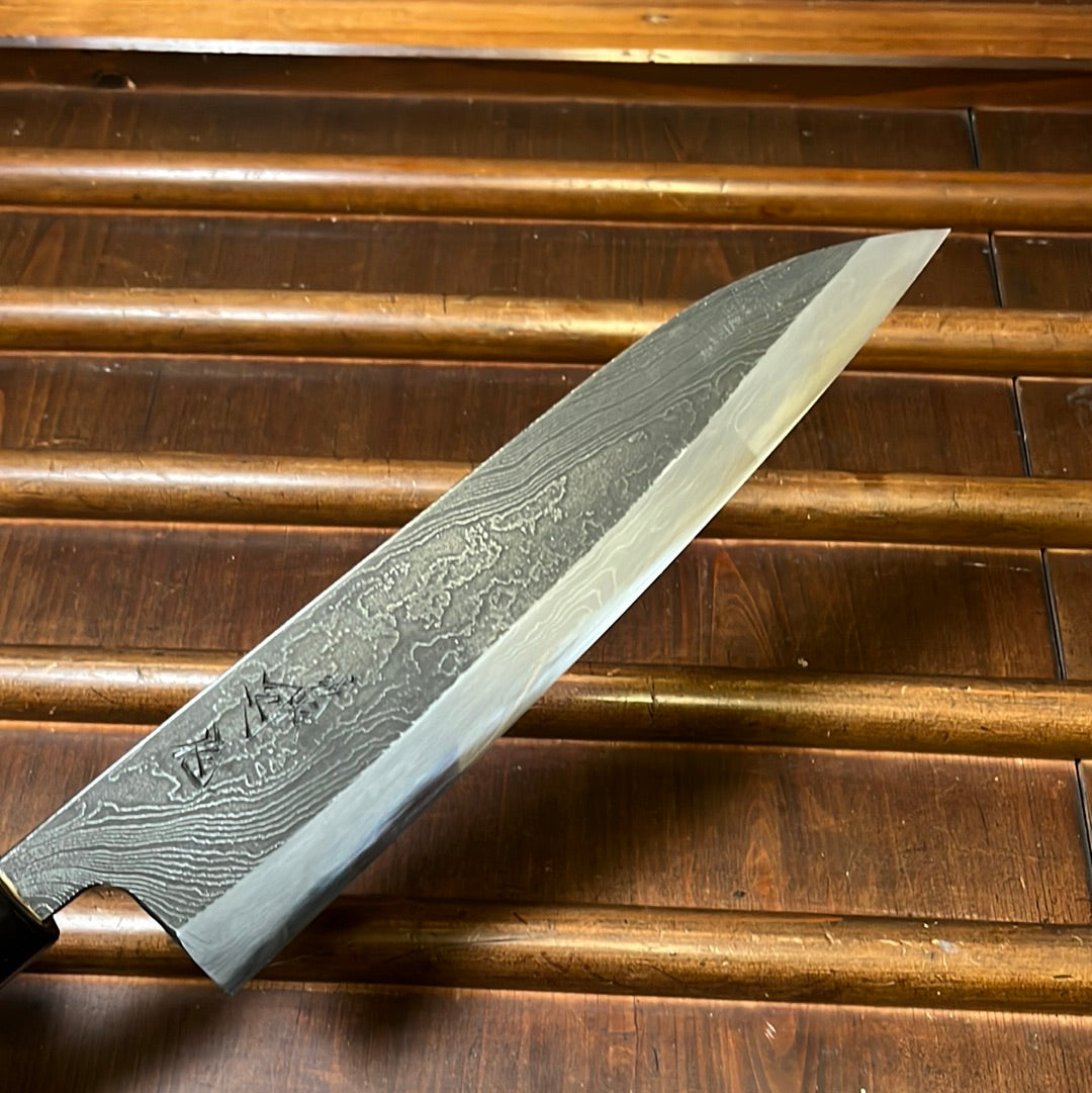 Tsukasa Hinoura 210mm Gyuto Shirogami Warikomi Unryu Suminagashi Double Horn Enju
