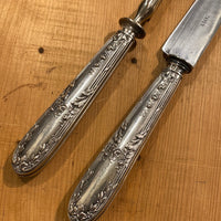 French Carving Set Silver & Carbon Steel Paris Acier Forge