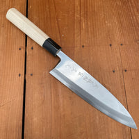 Morihei Hisamoto 195mm Ai Deba Mirror Polished Ginsanko Ho Wood