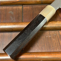 Tetsujin Hamono 210mm Gyuto Aogami 2 Wrought Iron Ebony Blonde Horn Handle
