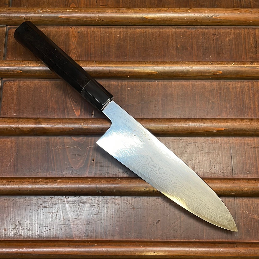 Hatsukokoro Komorebi 180mm Santoku Aogami 2 Damascus Ebony Handle