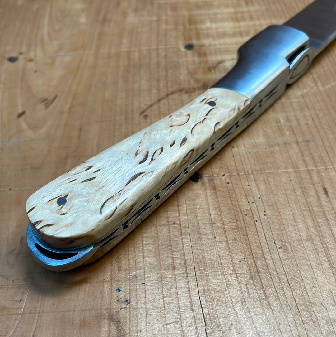 Fontenille Pataud Sperone 12cm Pocket Knife Curly Birch Lockback