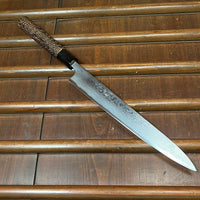 Wakui 240mm Sujihiki Shirogami 2 Suminagashi Chestnut