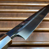 Hitohira Togashi 300mm Yanagi Shirogami 1 Mizu Honyaki Finish Tahei Ebony Horn with Saya