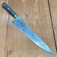 Pre-WW2 Ideal Pattern 11.75" Chef Knife Carbon Steel Rosewood & Rosette